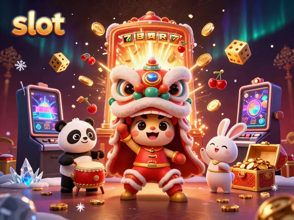 Experience thrilling slot action amidst vibrant characters in a dynamic casino scene.