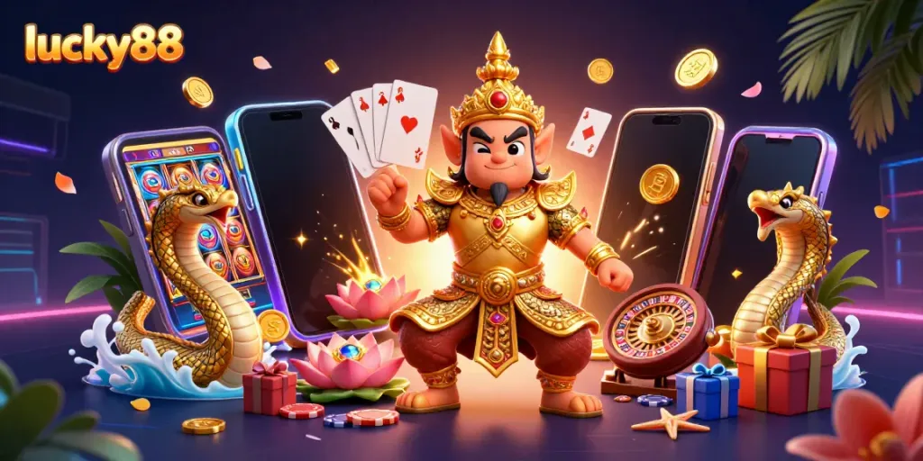 Experience thrilling gameplay at lucky88 with vibrant scenes of online casino excitement and winning moments.